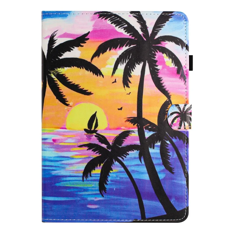 For Amazon Kindle Paperwhite 5 (2021) Case Pattern Printing PU Leather Stand Cover with Card Slots - Coconut Tree