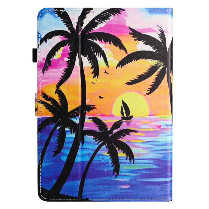 For Amazon Kindle Paperwhite 5 (2021) Case Pattern Printing PU Leather Stand Cover with Card Slots - Coconut Tree