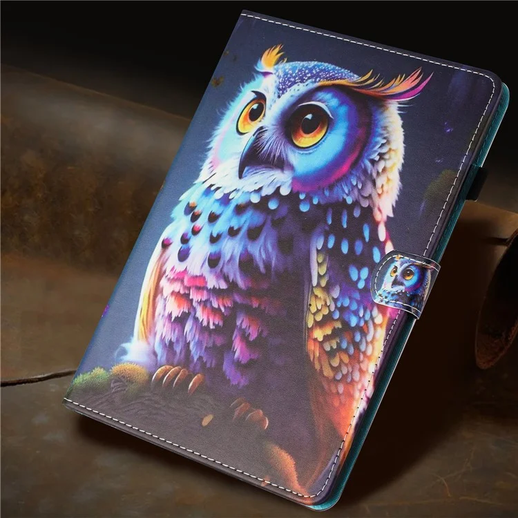 Para Lenovo Tab M10 Plus Case Pattern Printing PU Leather Drop-Proof Tablet Stand Cover - Coruja