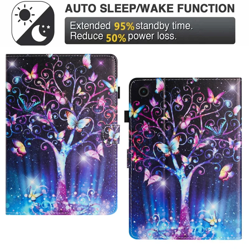 For Lenovo Tab M10 Plus Case Pattern Printing PU Leather Drop-proof Tablet Stand Cover - Meteor Butterfly
