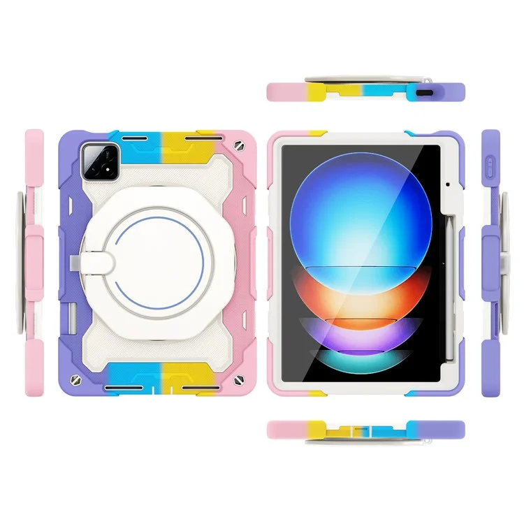 Для Xiaomi Pad 6S Pro 12.4 Ударопрочный чехол для планшета PC+Silicone с подставкой - Яркий розовый