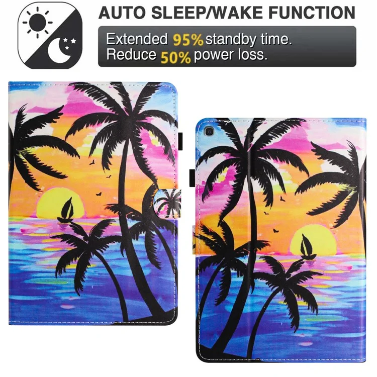 Pour Samsung Galaxy Tab A7 Lite 8.7 pouces T220 Étui en cuir PU anti-chute Housse de tablette avec emplacements pour cartes - Cocotier