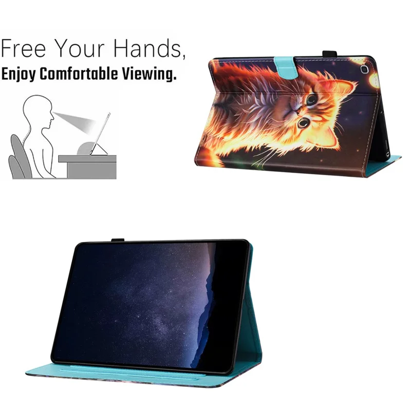 Para Samsung Galaxy Tab A7 Lite 8.7 polegadas T220 Anti-queda Capa de Couro PU Tablet Cover com Slots para Cartões - Gato