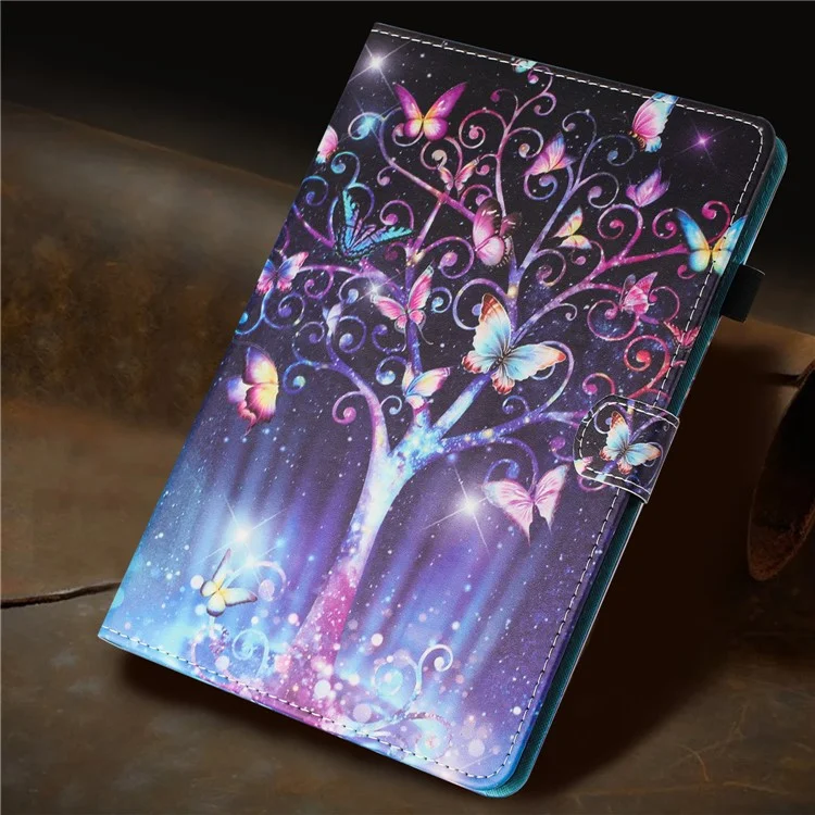 For Samsung Galaxy Tab S6 Lite (2024) / (2022) / (2020) P610 Case Stylish Pattern Leather Stand Cover with Card Slots - Meteor Butterfly