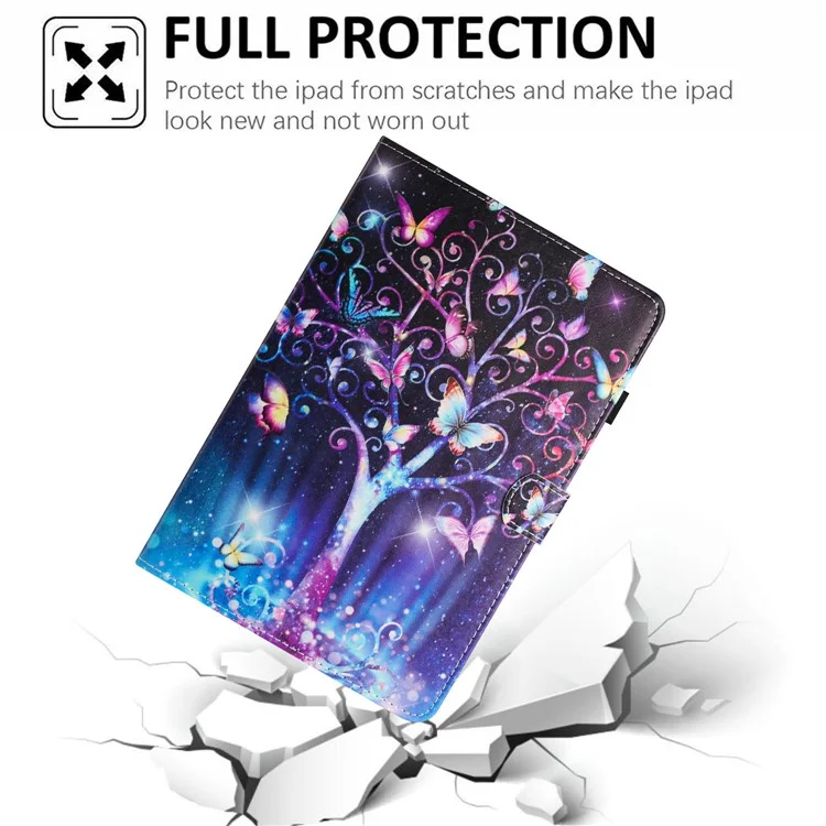 For Samsung Galaxy Tab S6 Lite (2024) / (2022) / (2020) P610 Case Stylish Pattern Leather Stand Cover with Card Slots - Meteor Butterfly