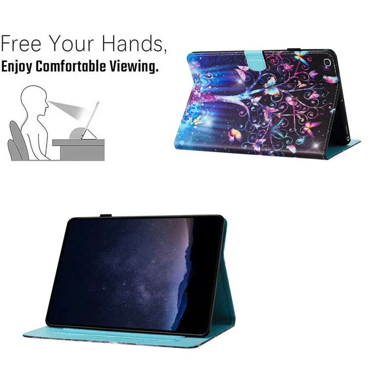 For Samsung Galaxy Tab S6 Lite (2024) / (2022) / (2020) P610 Case Stylish Pattern Leather Stand Cover with Card Slots - Meteor Butterfly