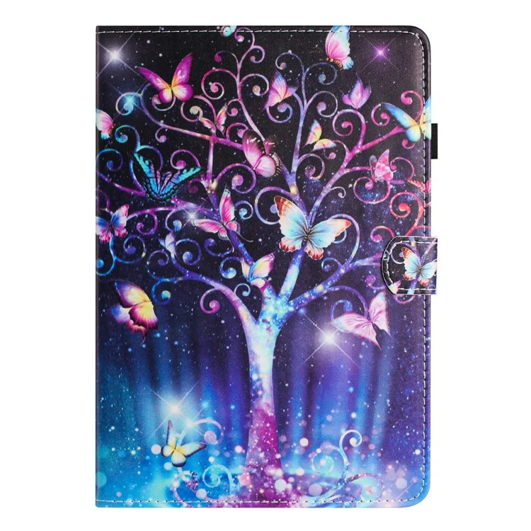 For Samsung Galaxy Tab S6 Lite (2024) / (2022) / (2020) P610 Case Stylish Pattern Leather Stand Cover with Card Slots - Meteor Butterfly