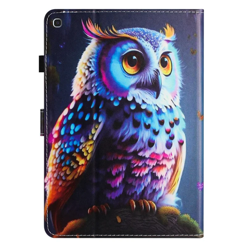 For Samsung Galaxy Tab S6 Lite (2024) / (2022) / (2020) P610 Case Stylish Pattern Leather Stand Cover with Card Slots - Owl