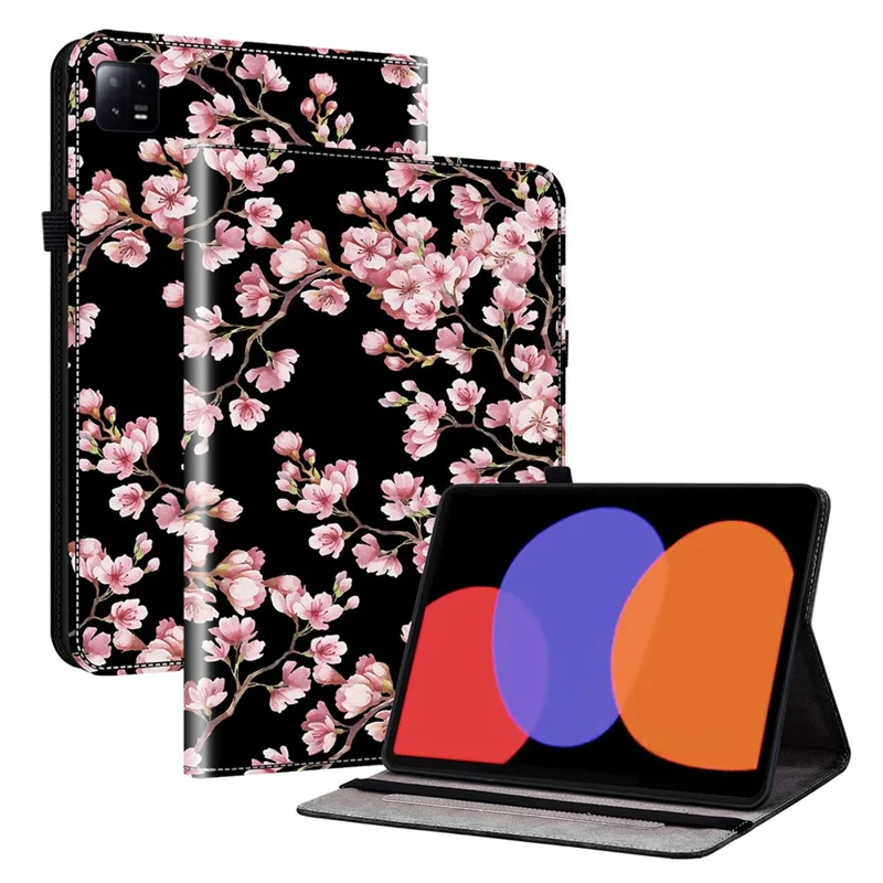 For Xiaomi Pad 6 / Pad 6 Pro Case Pattern Printing Leather Stand Tablet Cover with Card Slots - Plum Blossom