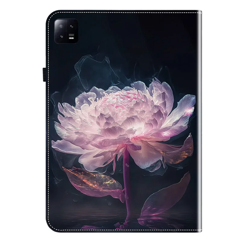 For Xiaomi Pad 6 / Pad 6 Pro Case Pattern Printing Leather Stand Tablet Cover with Card Slots - Purple Peony