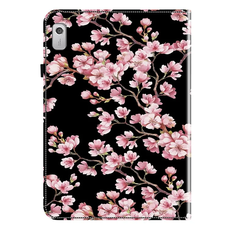 For Lenovo Tab M9 Case PU Leather Pattern Card Slots Tablet Protector - Plum Blossom