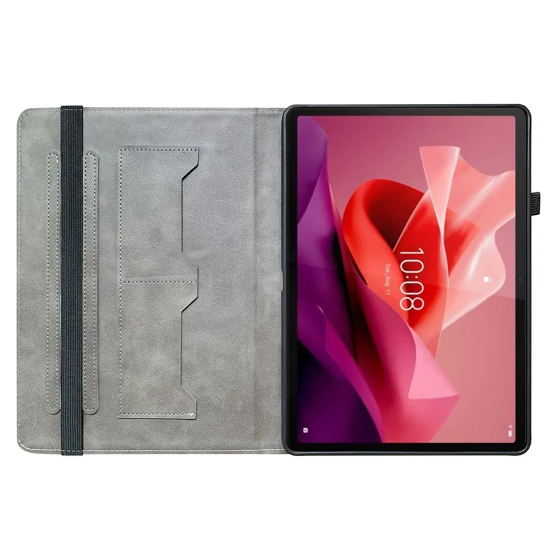 For Lenovo Tab P12 Case Pattern Printing Card Slots Tablet Shell with Foldable Stand - Plum Blossom