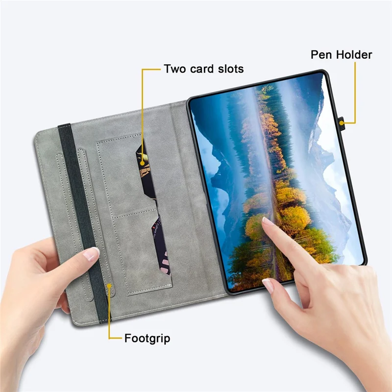 For Lenovo Tab P12 Case Pattern Printing Card Slots Tablet Shell with Foldable Stand - Plum Blossom