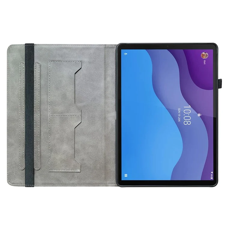Per Lenovo Tab M10 HD Gen 2 Case Pattern PU Leather Folding Folio Stand Tablet Cover - Black Rose