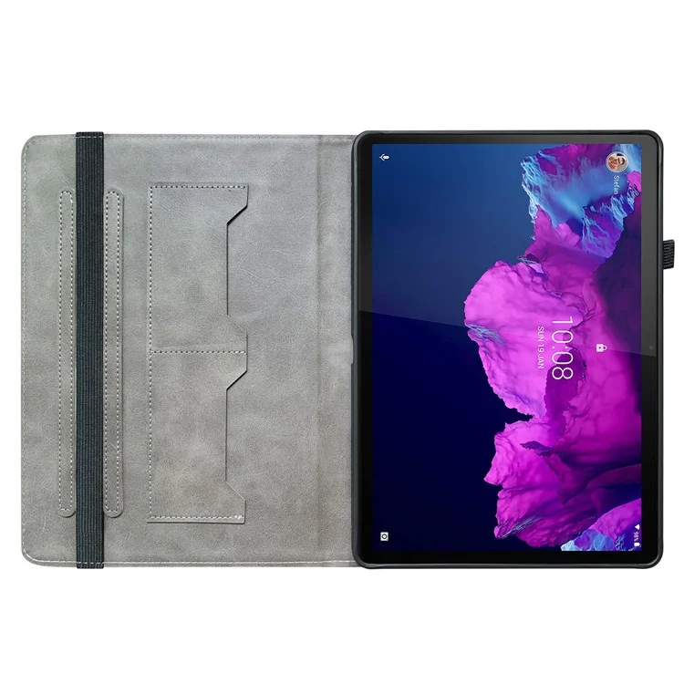 Funda para Lenovo Tab P11 TB-J606F, de piel sintética con estampado, con soporte - Negro Rosa