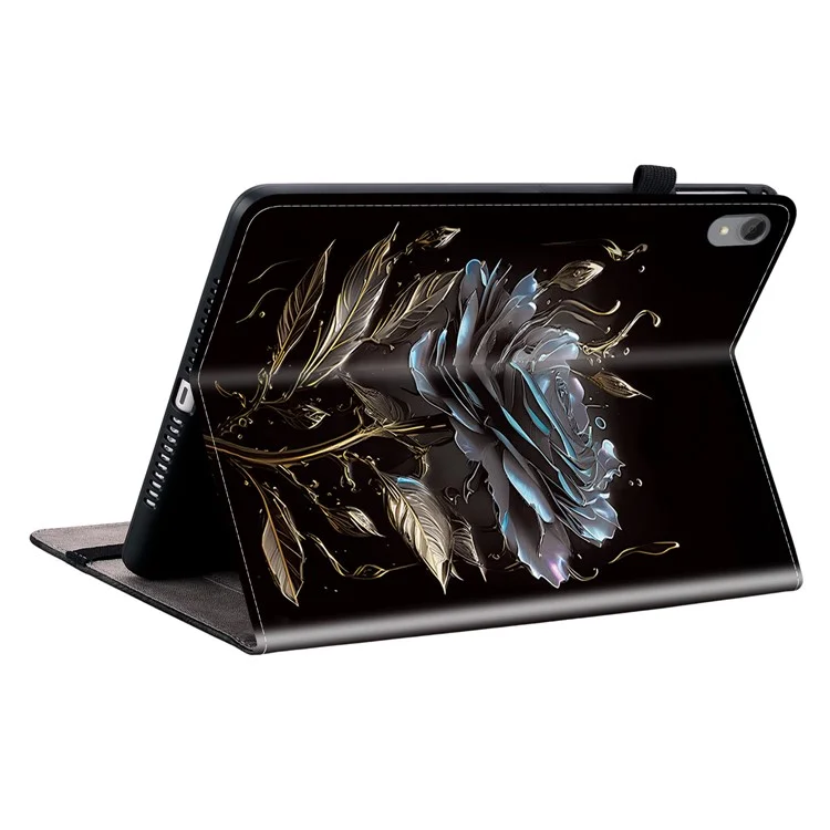 Funda para Lenovo Tab P11 TB-J606F, de piel sintética con estampado, con soporte - Negro Rosa