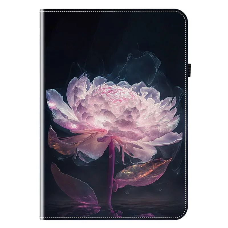 Para Samsung Galaxy Tab A9 Capa com suporte Padrão de couro impresso Capa de tablet - Peônia Roxa