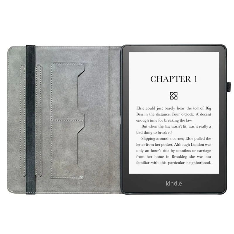 For Amazon Kindle Paperwhite 5 (2021) Case Pattern PU Leather Stand Card Slots Protective Cover - Plum Blossom