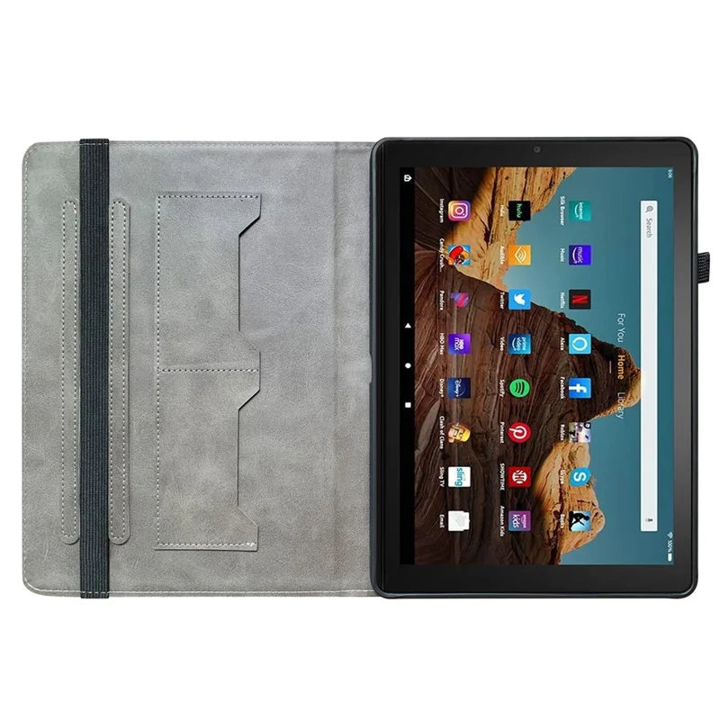 Universal Stand Case for Amazon Fire HD 10 (2023) Tablet Case Cover PU Leather Pattern Print - Gold Butterfly Rose