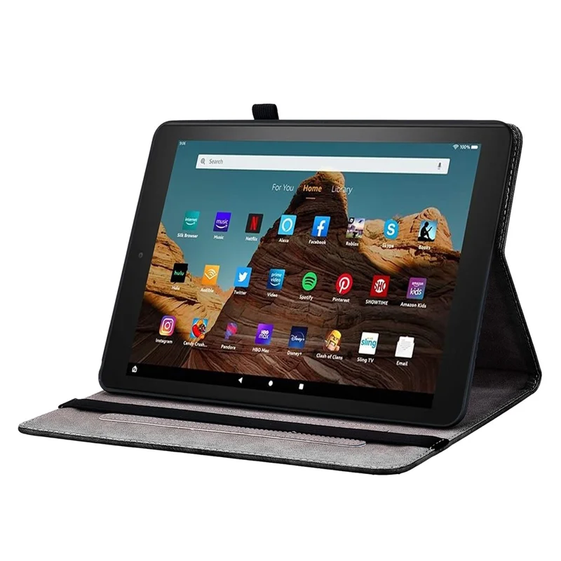 Universal Stand Case for Amazon Fire HD 10 (2023) Tablet Case Cover PU Leather Pattern Print - Gold Butterfly Rose