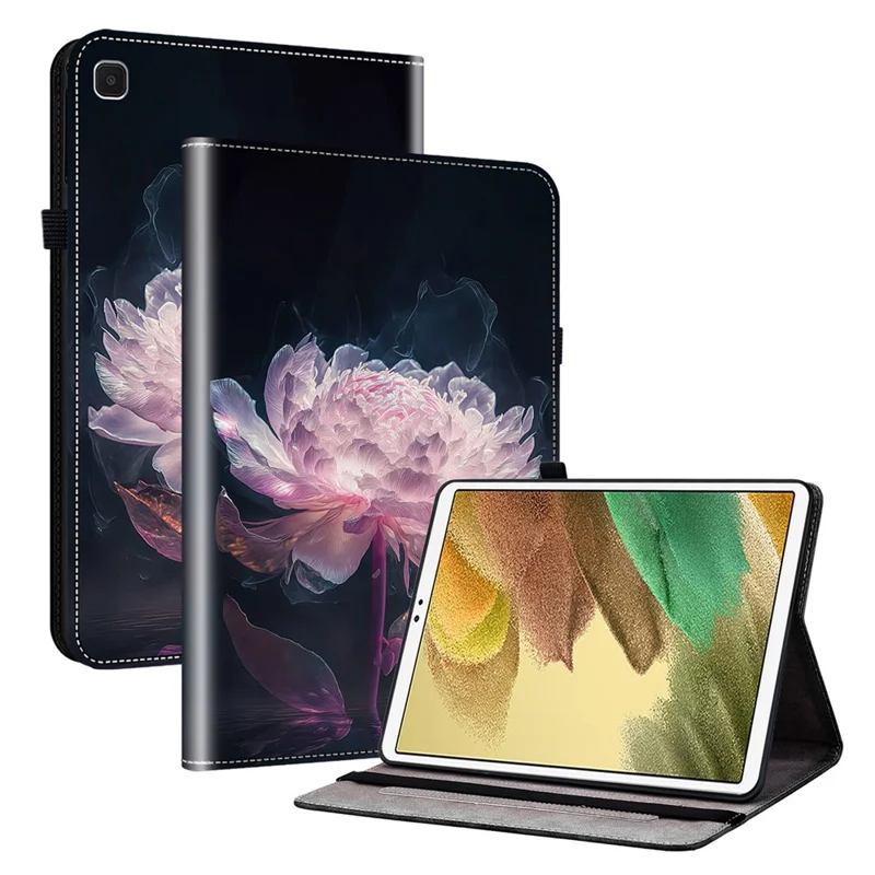 Stand Case for Samsung Galaxy Tab A7 Lite 8.7-inch Tablet Cover Pattern Print PU Leather - Purple Peony