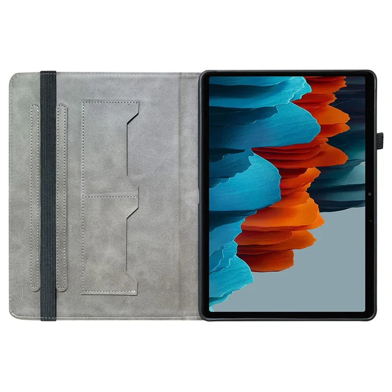 For Samsung Galaxy Tab S7+ / S7 FE / S8+ Case PU Leather Flip Cover Pattern Printing Anti-Drop Tablet Shell - Purple Peony