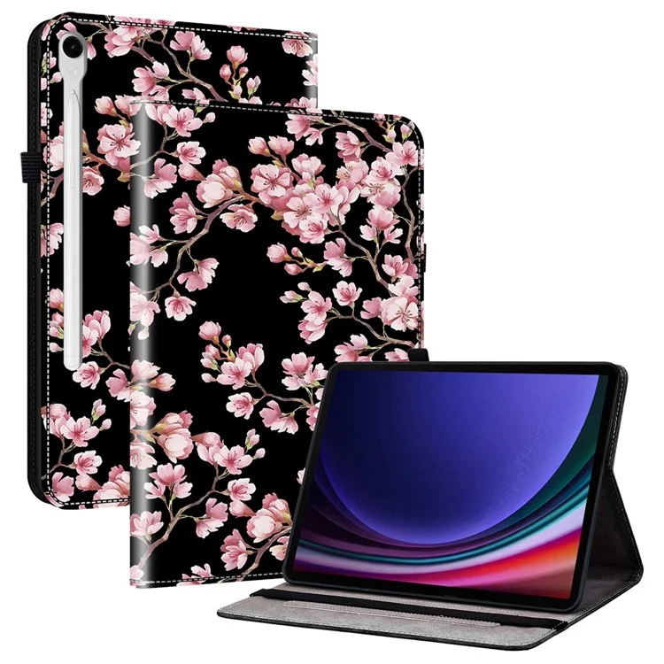 Para Samsung Galaxy Tab S10 / S9 Funda para Tablet Anticaída de Cuero con Tapa, Soporte con Patrón de Impresión - Flor de Ciruelo