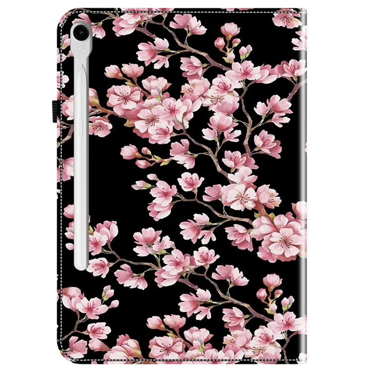 Para Samsung Galaxy Tab S10 / S9 Funda para Tablet Anticaída de Cuero con Tapa, Soporte con Patrón de Impresión - Flor de Ciruelo