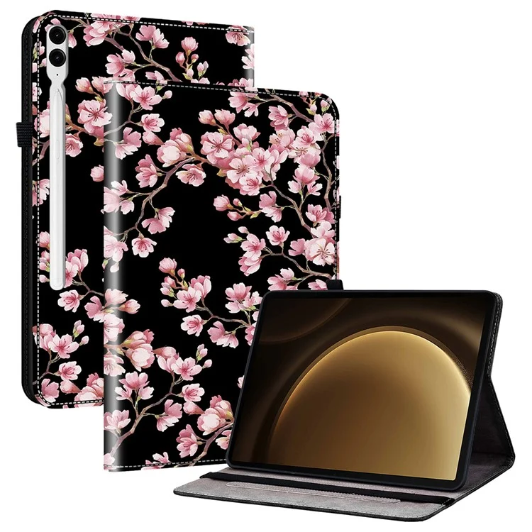 Para Samsung Galaxy Tab S10+ / S9+ / Tab S9 FE+ Capa Flip Pattern Printing Card Holder Tablet Shell - Flor de Ameixa