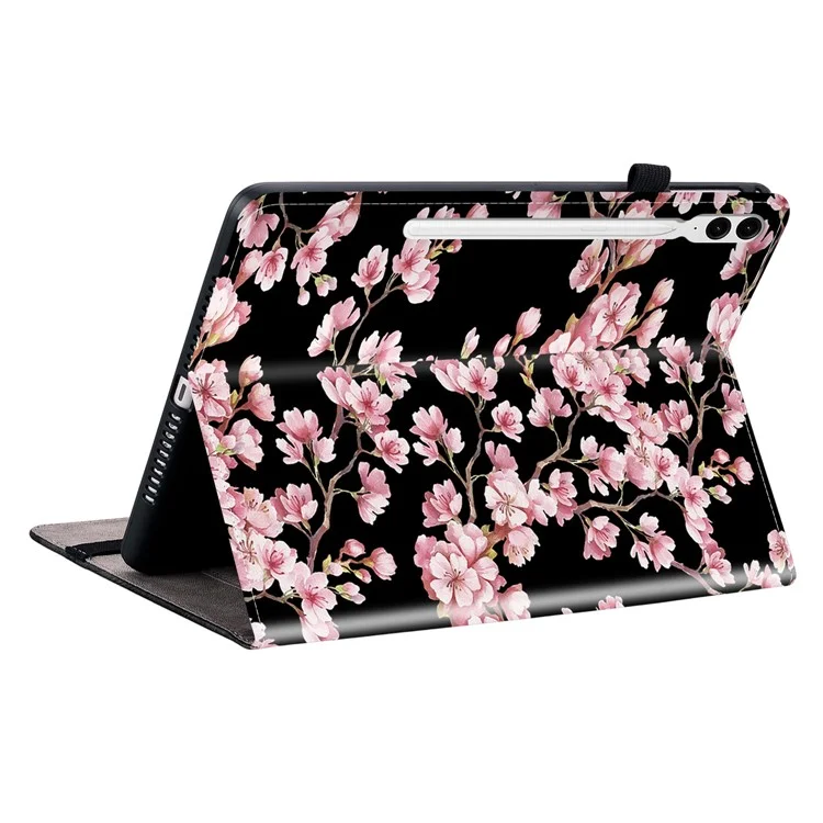 Para Samsung Galaxy Tab S10+ / S9+ / Tab S9 FE+ Capa Flip Pattern Printing Card Holder Tablet Shell - Flor de Ameixa