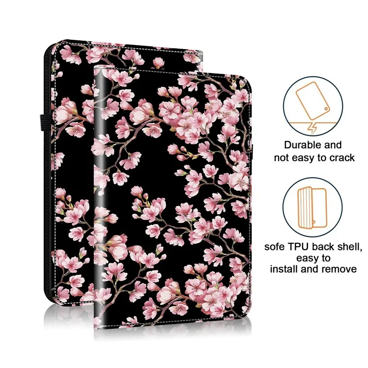 Para Samsung Galaxy Tab S10+ / S9+ / Tab S9 FE+ Capa Flip Pattern Printing Card Holder Tablet Shell - Flor de Ameixa