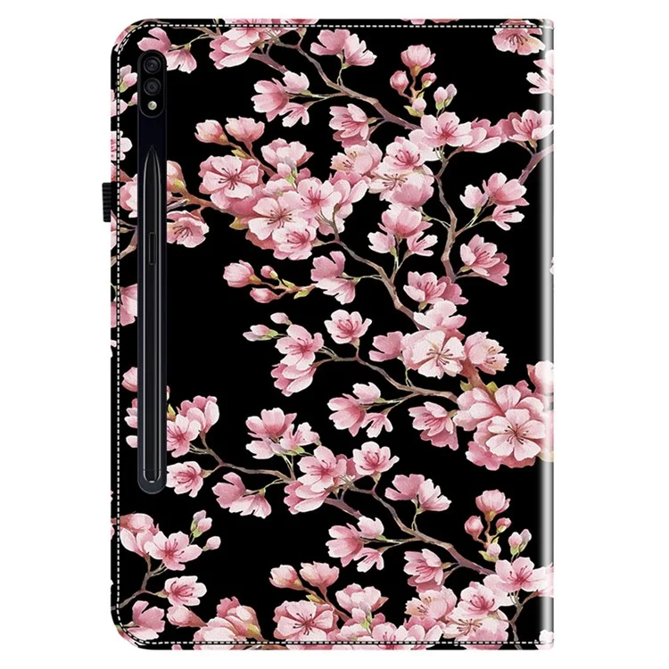Para Samsung Galaxy Tab S7 / S8 Cases Pattern Printing Flip Tablet Shell com Slot para Cartão - Flor de Ameixeira