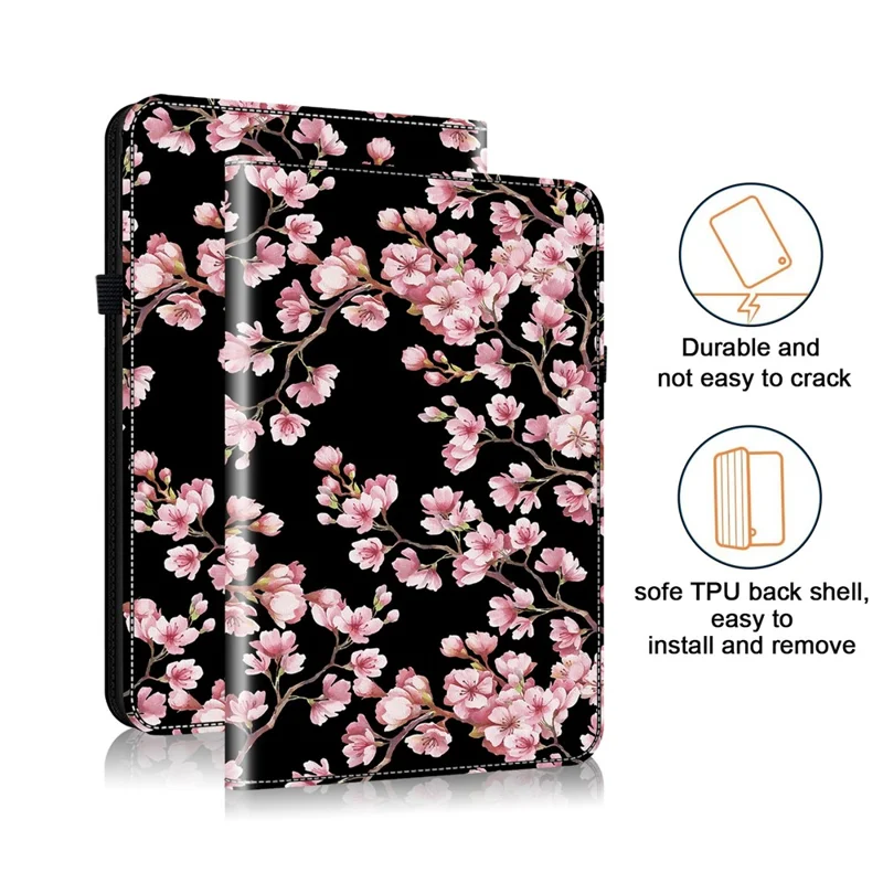 Para Samsung Galaxy Tab S7 / S8 Cases Pattern Printing Flip Tablet Shell com Slot para Cartão - Flor de Ameixeira