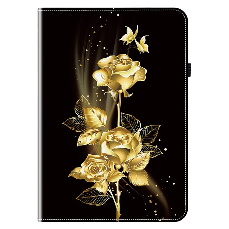 For Samsung Galaxy Tab S7 / S8 Cases Pattern Printing Flip Tablet Shell with Card Slot - Gold Butterfly Rose