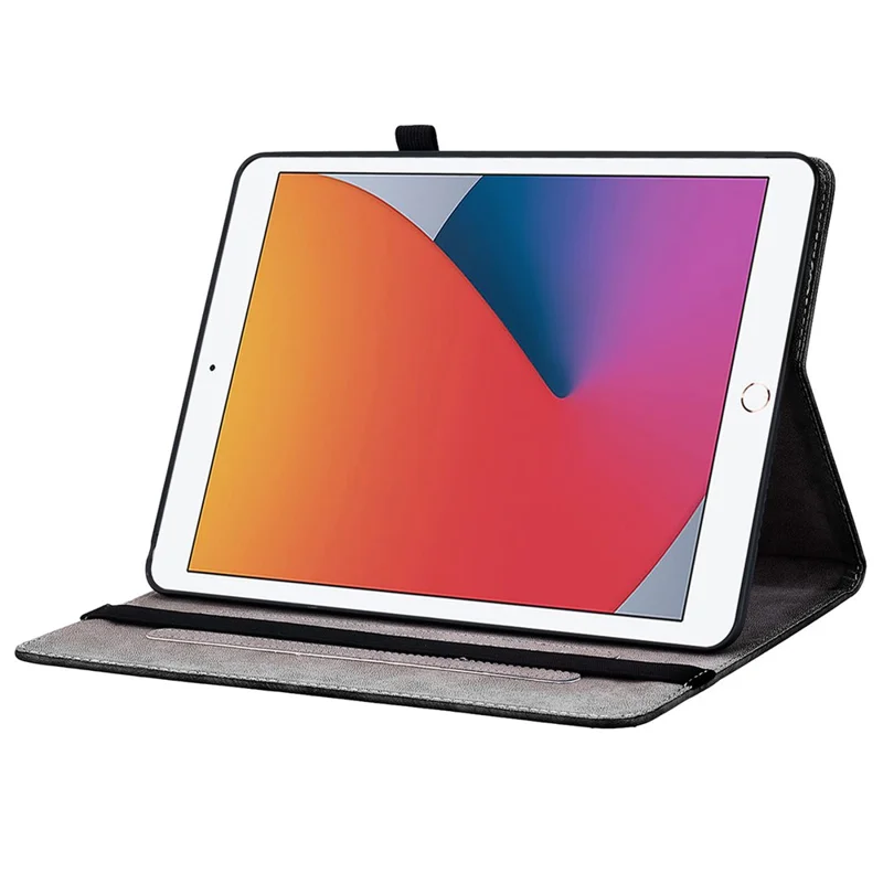 For iPad 10.2 (2021) / (2020) / (2019) Flip Case Pattern Printing Tablet Cover with Card Holder - Black Rose