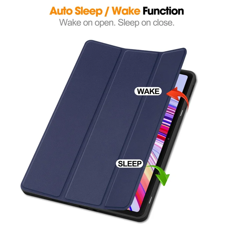 Tablet Case for Xiaomi Redmi Pad Pro/Redmi Pad Pro 5G/Poco Pad 4G Tri-Fold Stand Leather Cover with Pen Slot - Blue