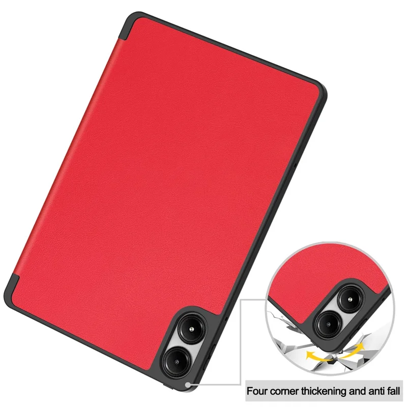 Tablet Case for Xiaomi Redmi Pad Pro/Redmi Pad Pro 5G/Poco Pad 4G Tri-Fold Stand Leather Cover with Pen Slot - Red