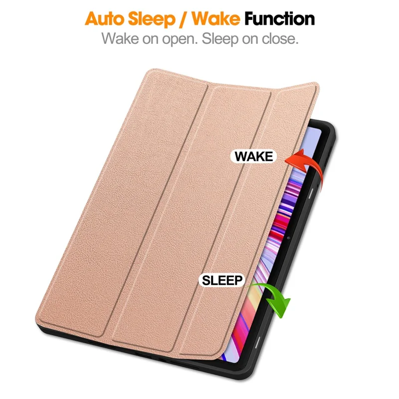 Étui pour tablette Xiaomi Redmi Pad Pro/Redmi Pad Pro 5G/Poco Pad 4G avec support pliant, housse en cuir avec emplacement pour stylo - Or Rose