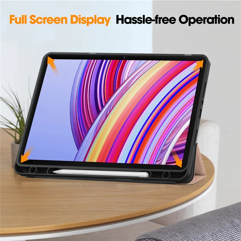 Étui pour tablette Xiaomi Redmi Pad Pro/Redmi Pad Pro 5G/Poco Pad 4G avec support pliant, housse en cuir avec emplacement pour stylo - Or Rose
