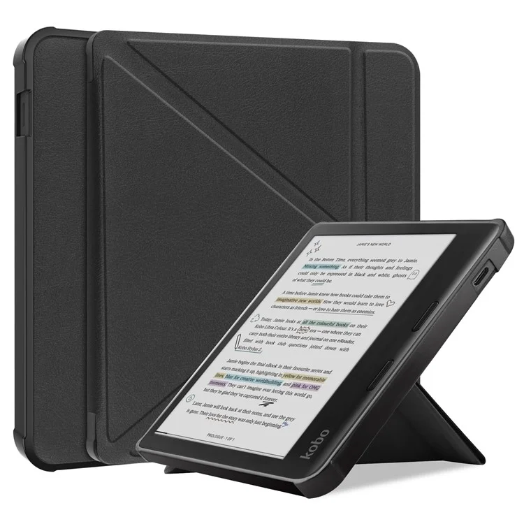 Stand Case for Kobo Libra Colour eReaders PU Leather Sleeve Cover with Auto Wake / Sleep - Black