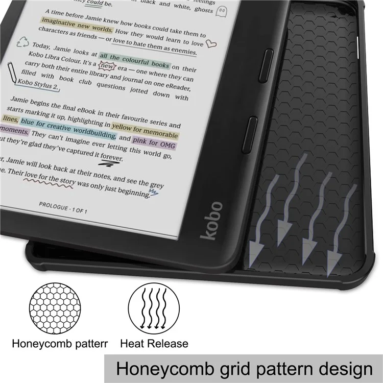 Stand Case for Kobo Libra Colour eReaders PU Leather Sleeve Cover with Auto Wake / Sleep - Black