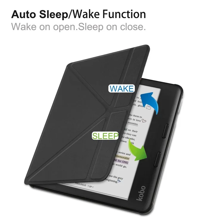 Stand Case for Kobo Libra Colour eReaders PU Leather Sleeve Cover with Auto Wake / Sleep - Black