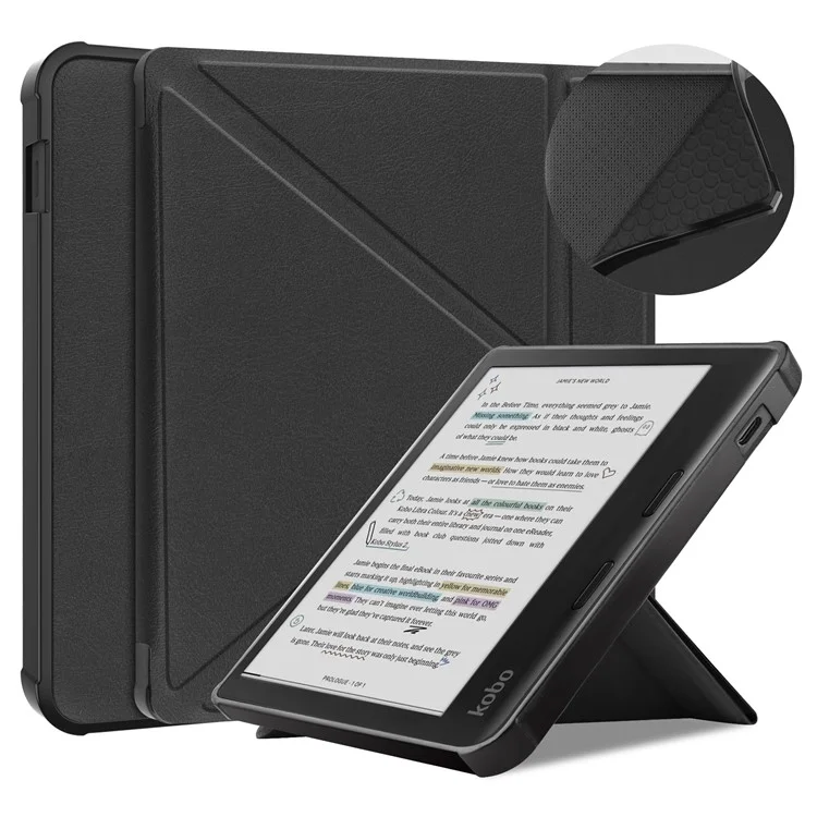Stand Case for Kobo Libra Colour eReaders PU Leather Sleeve Cover with Auto Wake / Sleep - Black