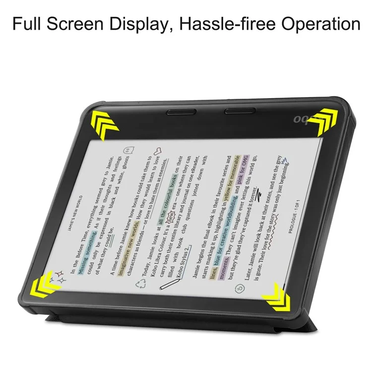 Stand Case for Kobo Libra Colour eReaders PU Leather Sleeve Cover with Auto Wake / Sleep - Black