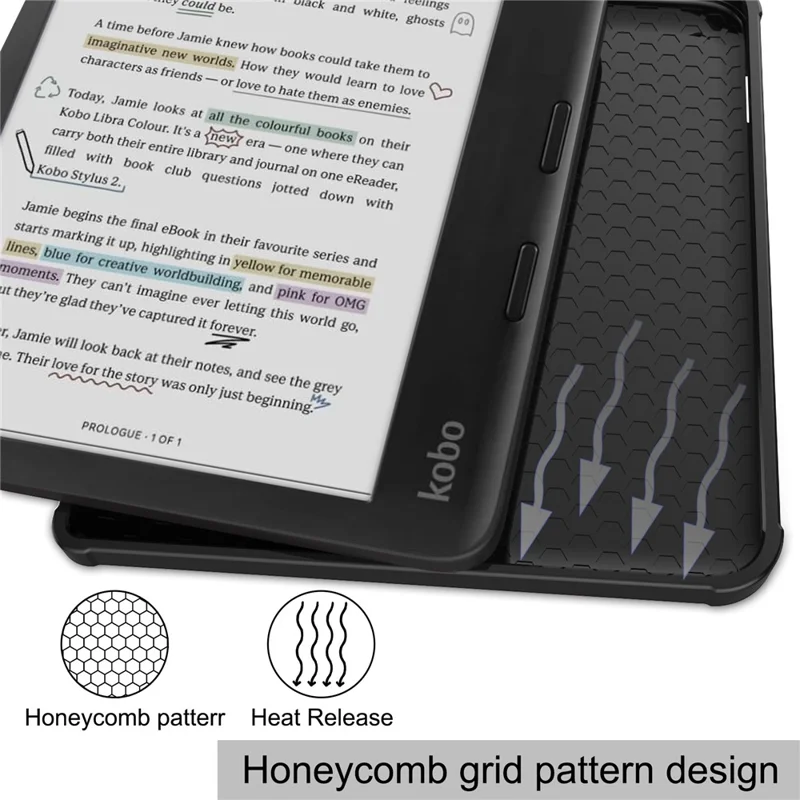 Stand Case for Kobo Libra Colour eReaders PU Leather Sleeve Cover with Auto Wake / Sleep - Rose Gold