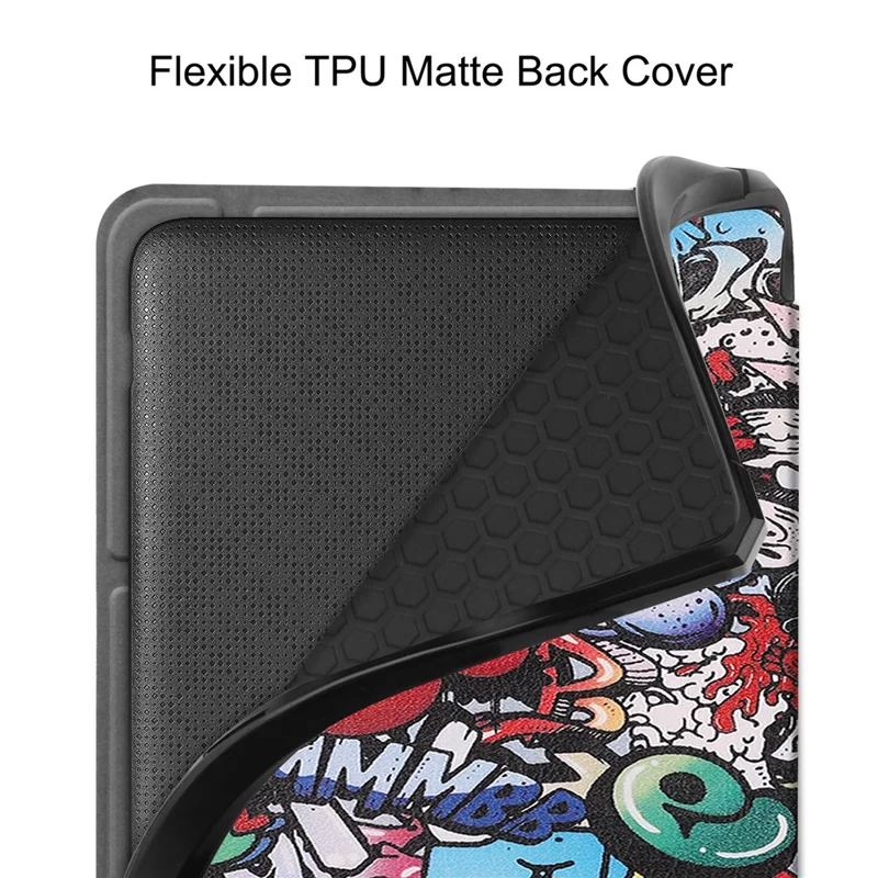 For Kobo Libra Colour Case Pattern Print Leather ebook Reader Cover - Graffiti