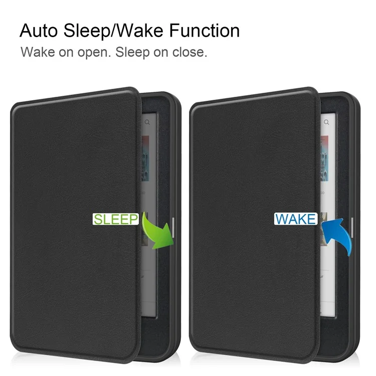 Per Kobo Clara Colour / Clara BW PU Leather Sleeve Smart Wake / Sleep Cover Ereader Protective Case - Nero