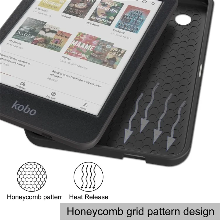 Per Kobo Clara Colour / Clara BW PU Leather Sleeve Smart Wake / Sleep Cover Ereader Protective Case - Nero