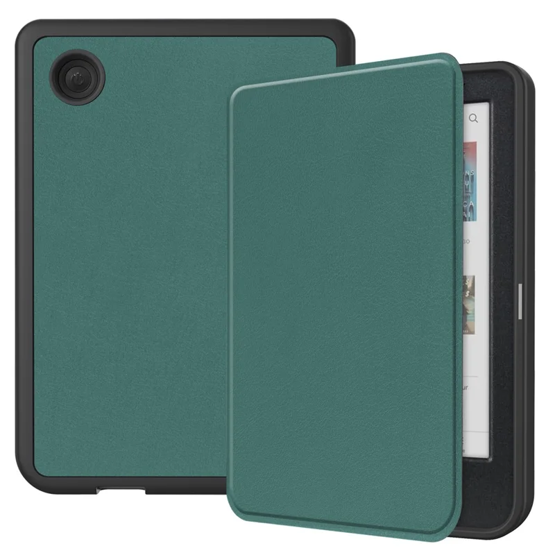 Для Kobo Clara Colour / Clara BW PU кожаный чехол Smart Wake / Sleep Cover Ereader Protective Case - Blackish Green
