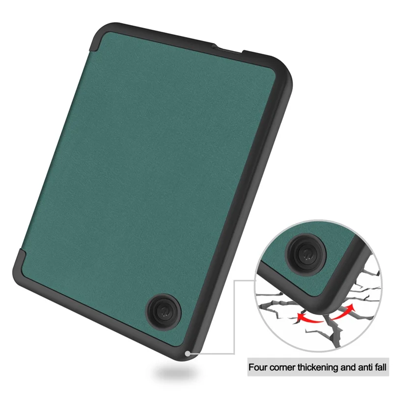Для Kobo Clara Colour / Clara BW PU кожаный чехол Smart Wake / Sleep Cover Ereader Protective Case - Blackish Green